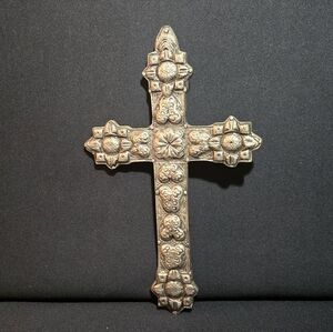 Vintage Antonio Fernandez Barragan Ornate Nickel Crucifix.